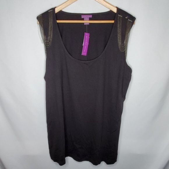 Beverly Drive Tops - Beverly Drive Beaded Black Tank Top 16/18W NWT